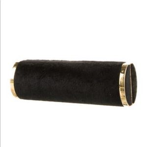 Hunting Season Pony Hair Roll Clutch Black similar to the velvet look